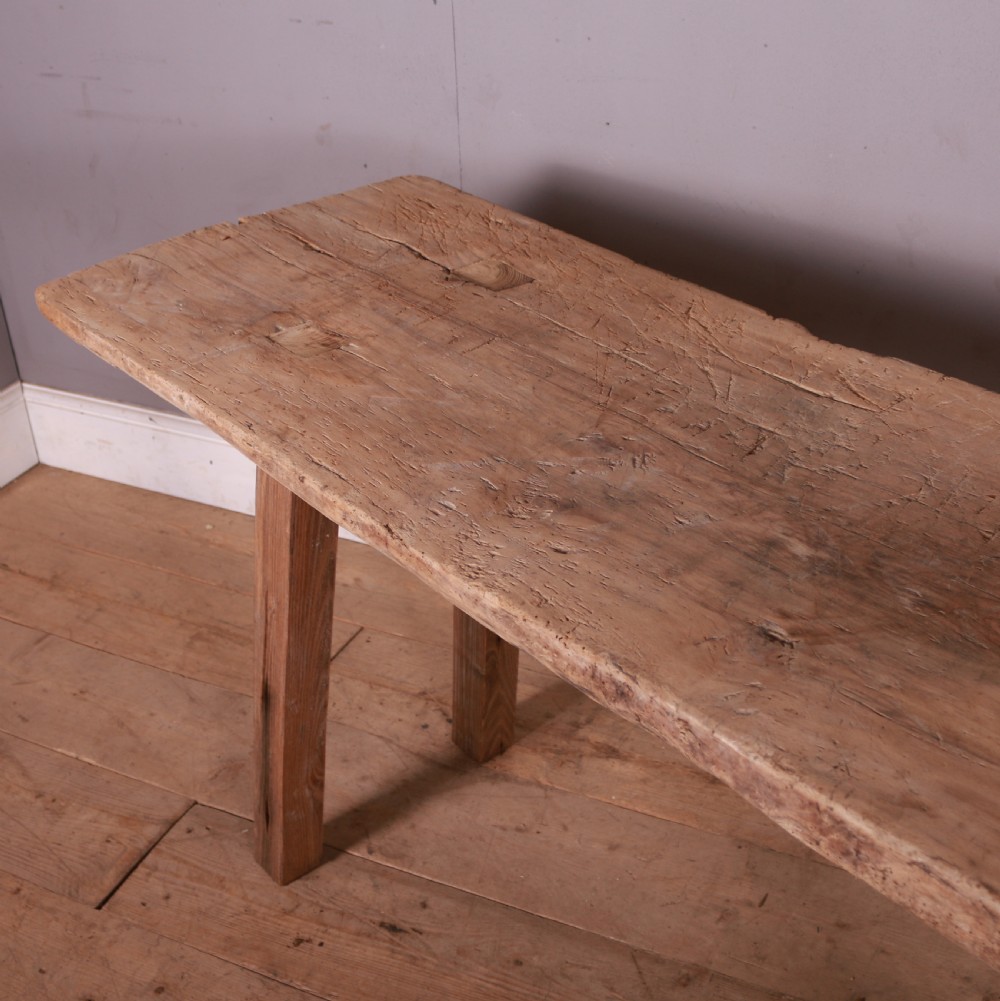 French Scrubbed Sycamore and Elm Trestle Table View III