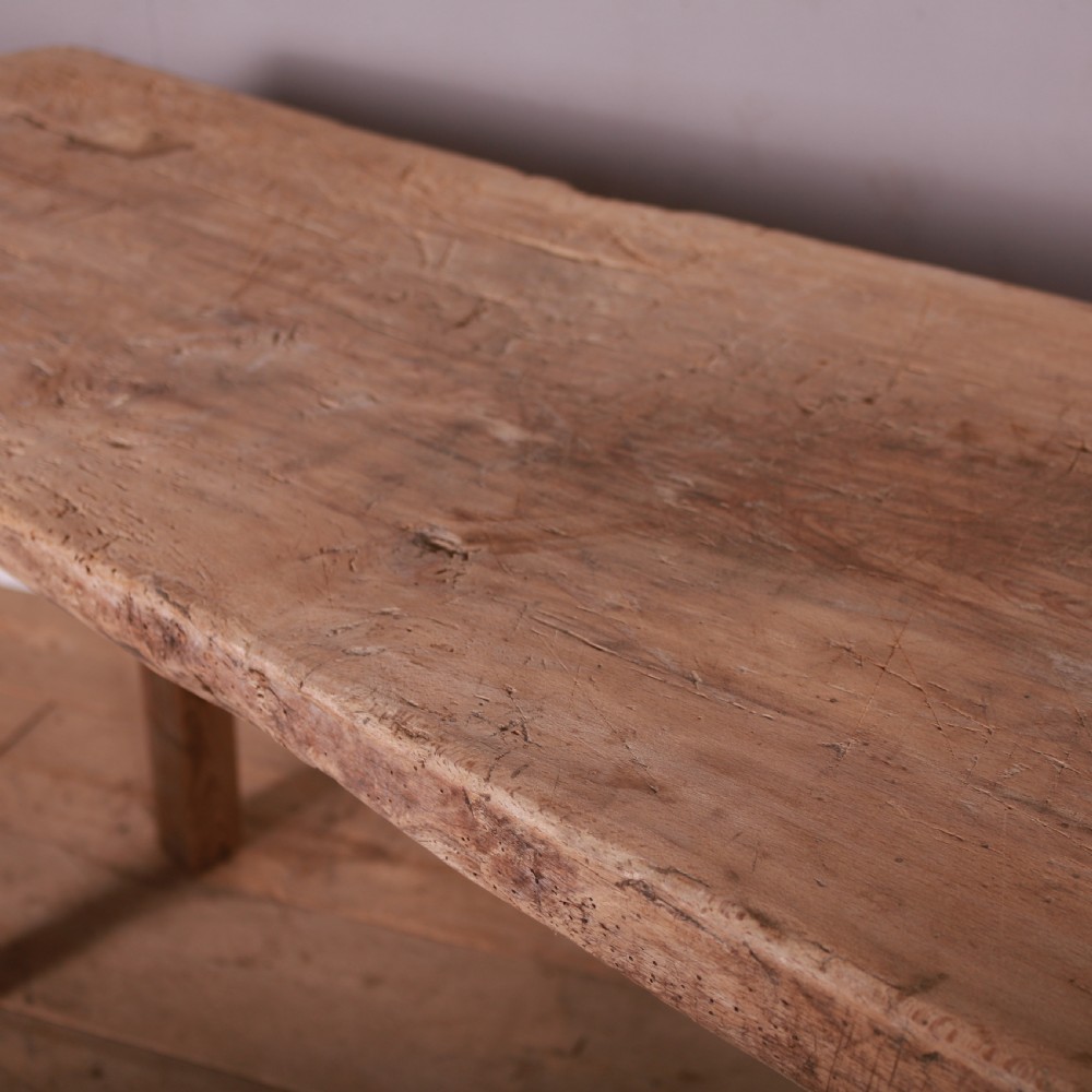 French Scrubbed Sycamore and Elm Trestle Table View IV