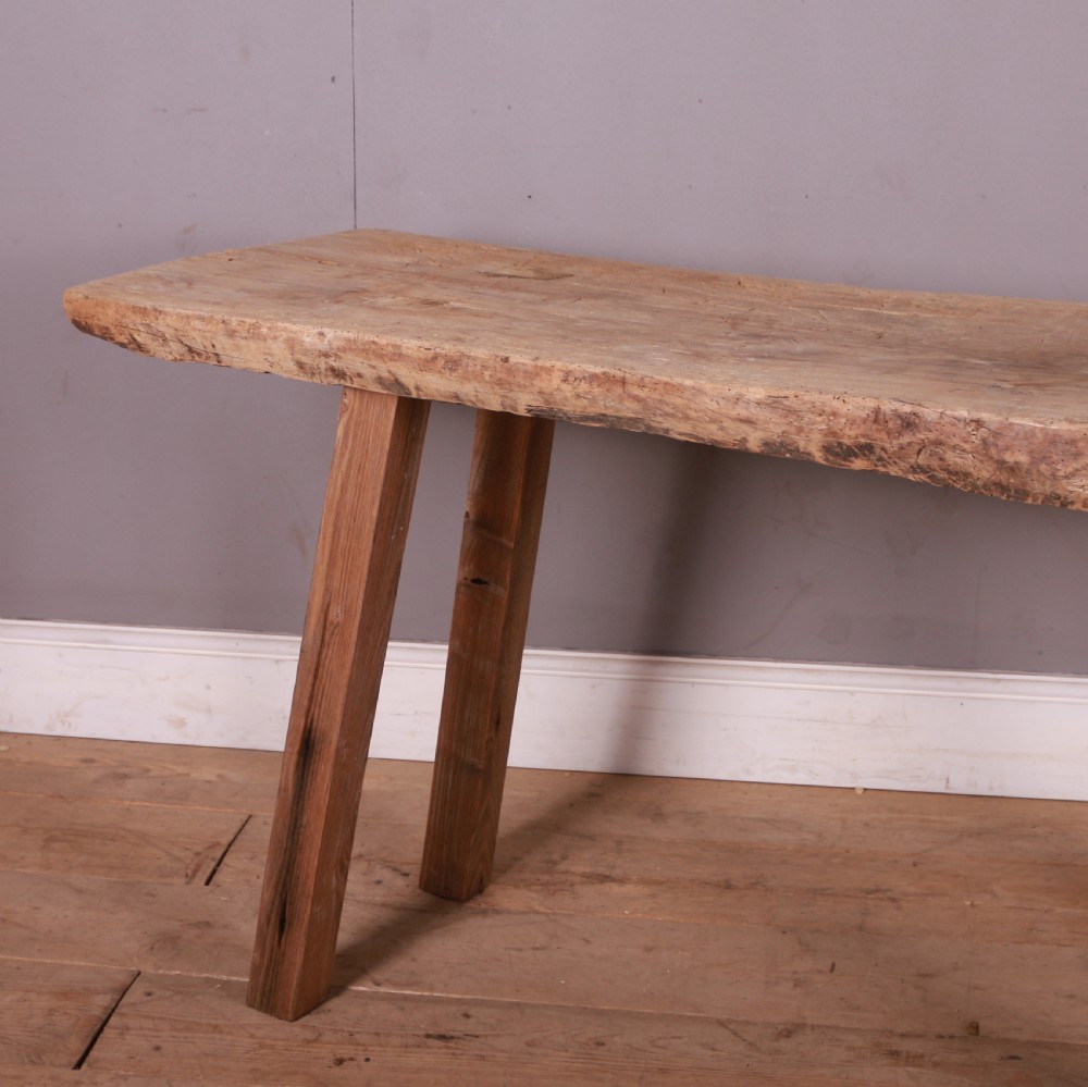 French Scrubbed Sycamore and Elm Trestle Table View V