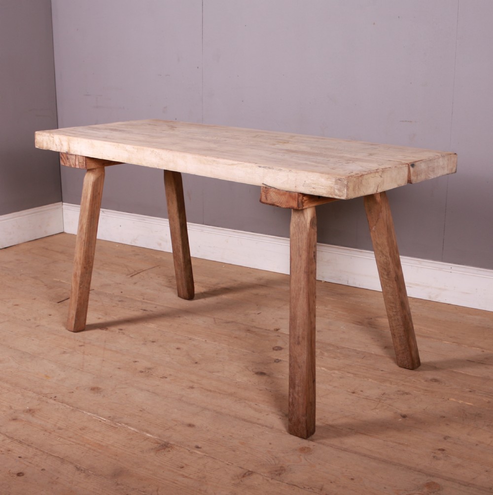 French Scrubbed Sycamore and Elm Trestle Table