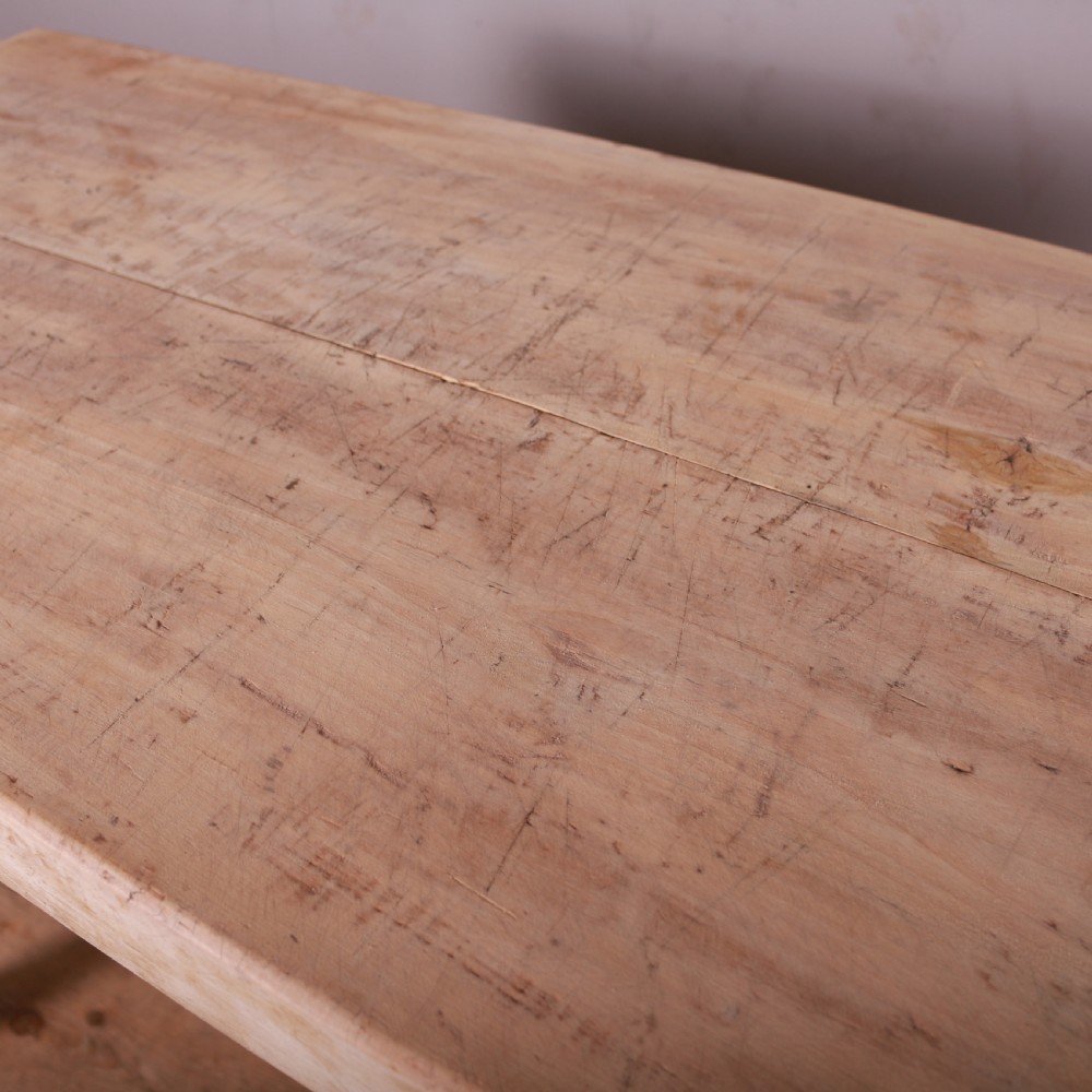 French Scrubbed Sycamore and Elm Trestle Table View IV