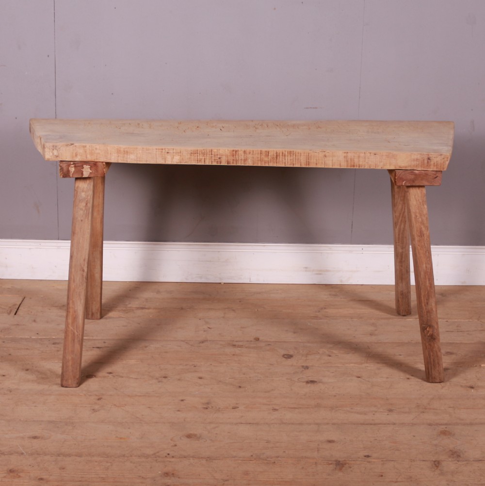 French Scrubbed Sycamore and Elm Trestle Table View II