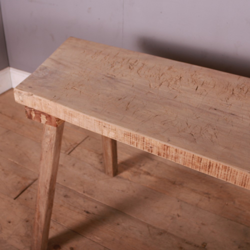 French Scrubbed Sycamore and Elm Trestle Table View III