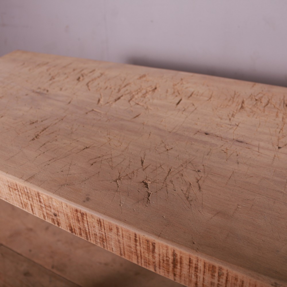 French Scrubbed Sycamore and Elm Trestle Table View V
