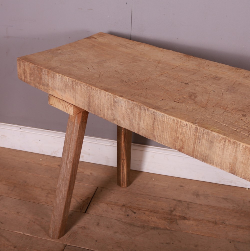 French Scrubbed Sycamore and Elm Trestle Table View III