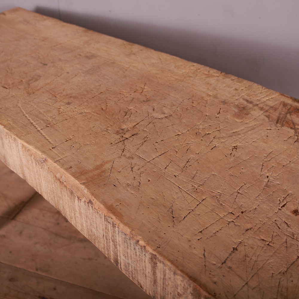 French Scrubbed Sycamore and Elm Trestle Table View IV