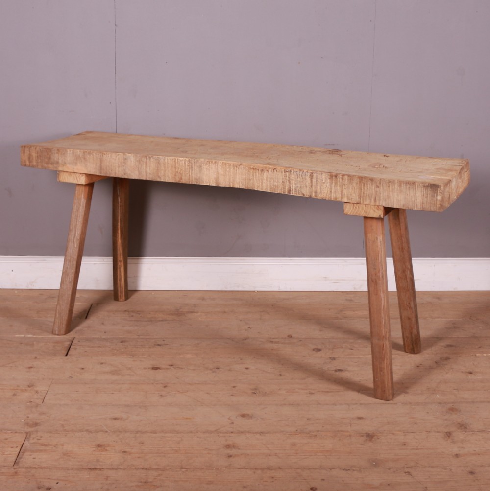 French Scrubbed Sycamore and Elm Trestle Table View V