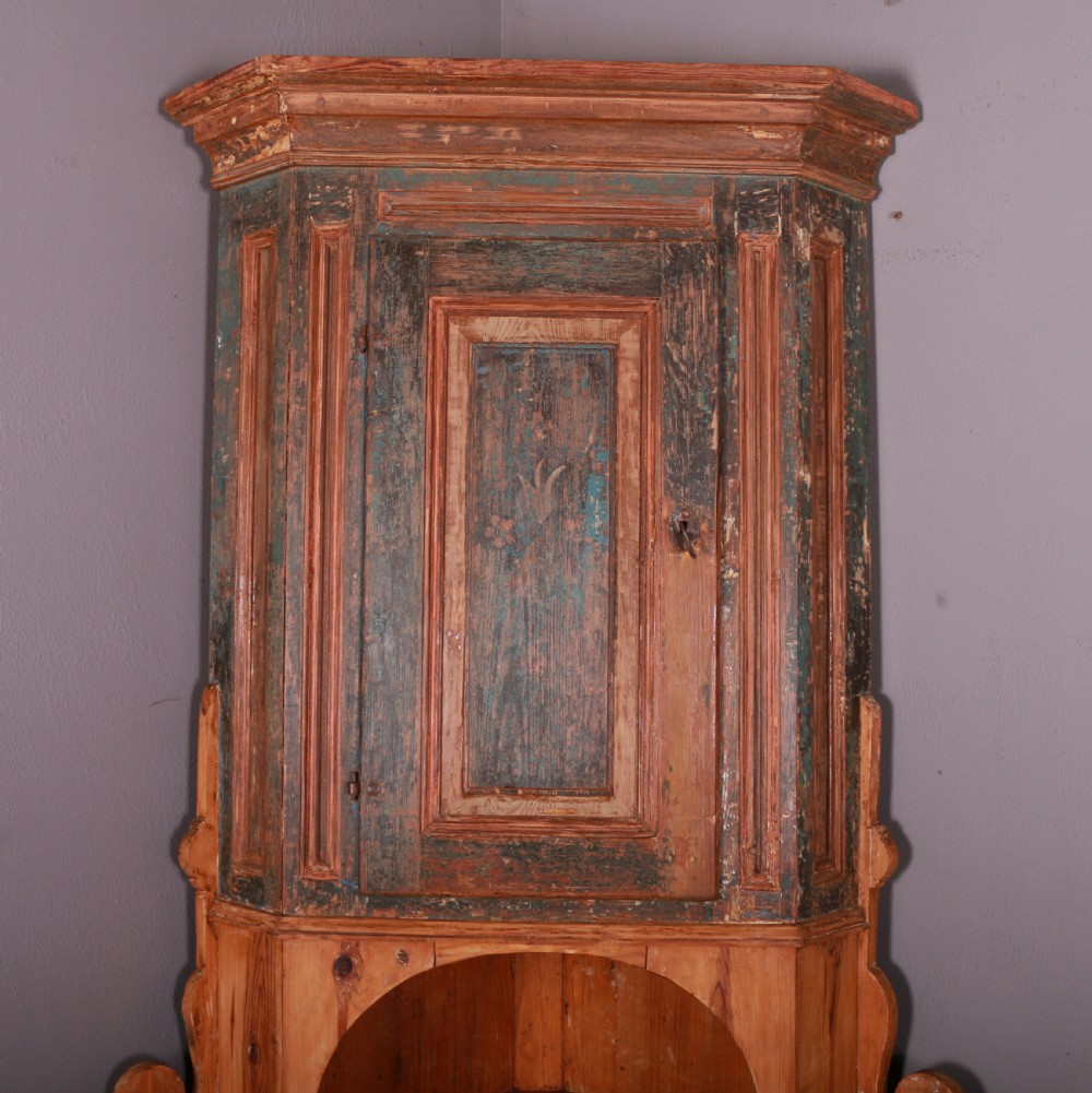 Original Painted Swedish Corner Cupboard View III