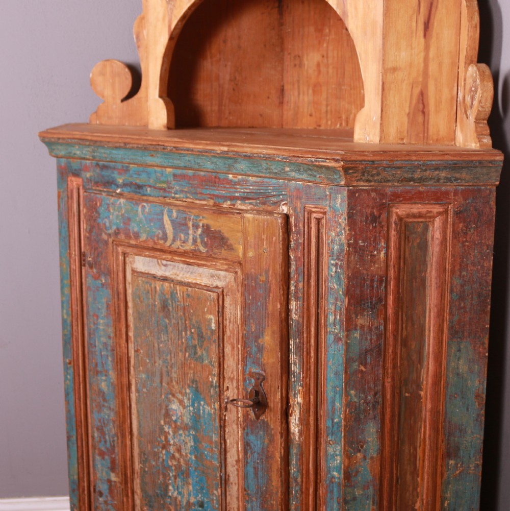 Original Painted Swedish Corner Cupboard View IX