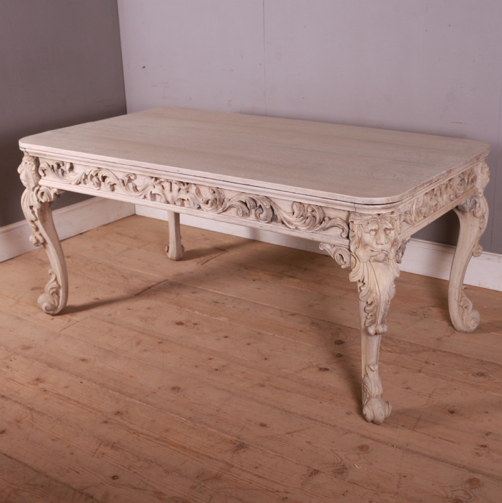 Carved and Bleached Oak Desk