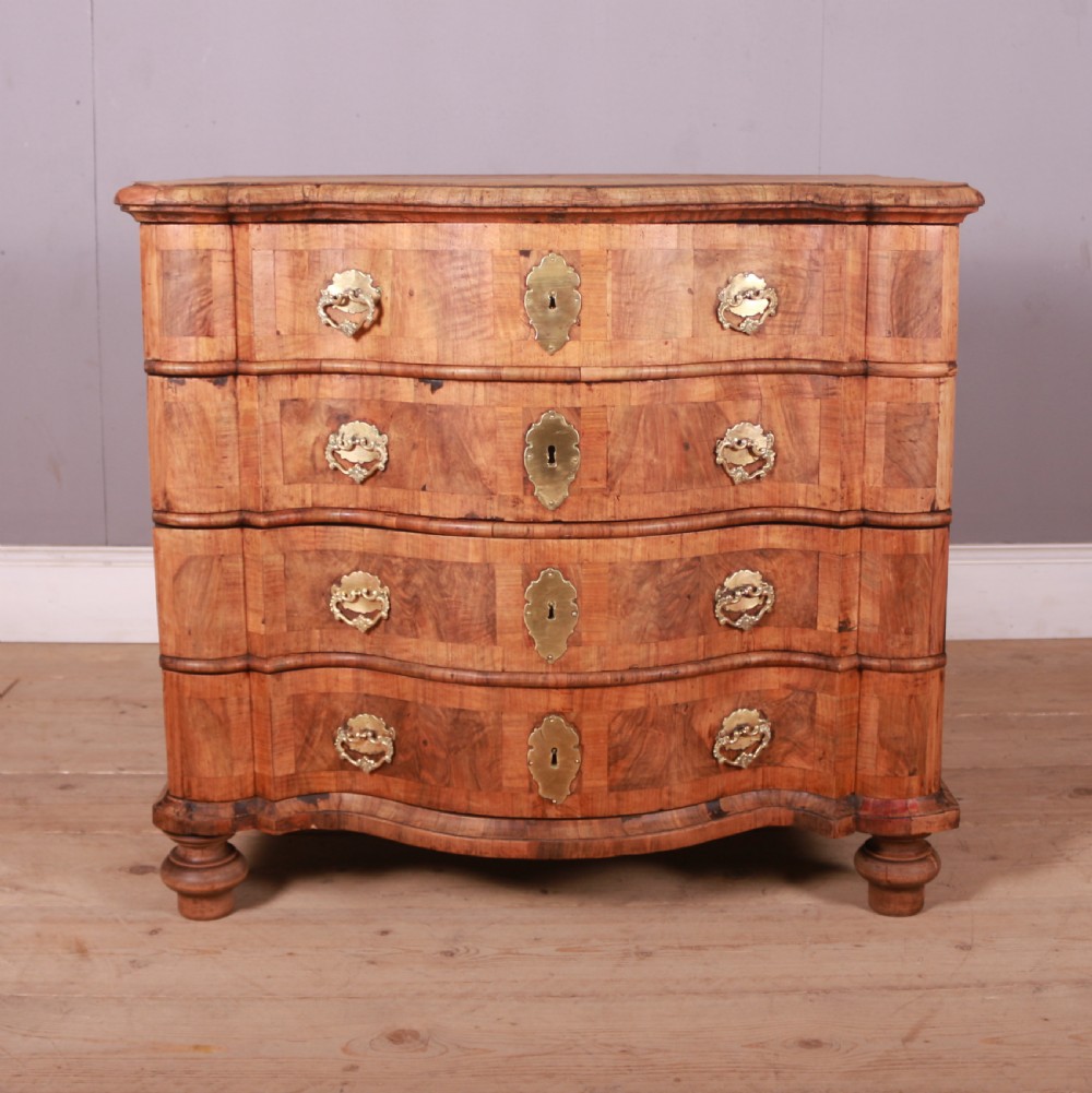 Dutch Elm and Walnut Serpentine Commode