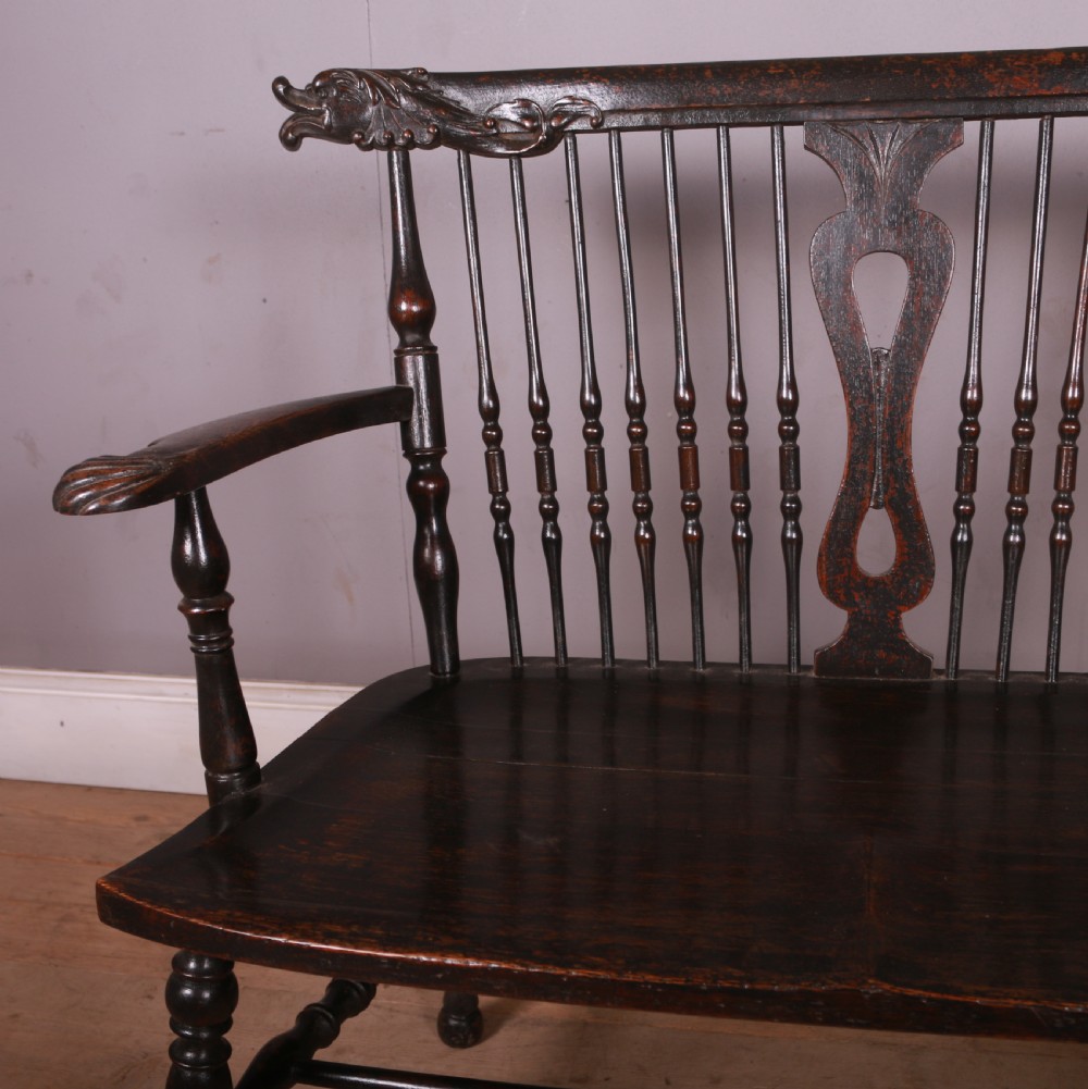 Painted English Carved Settle View V