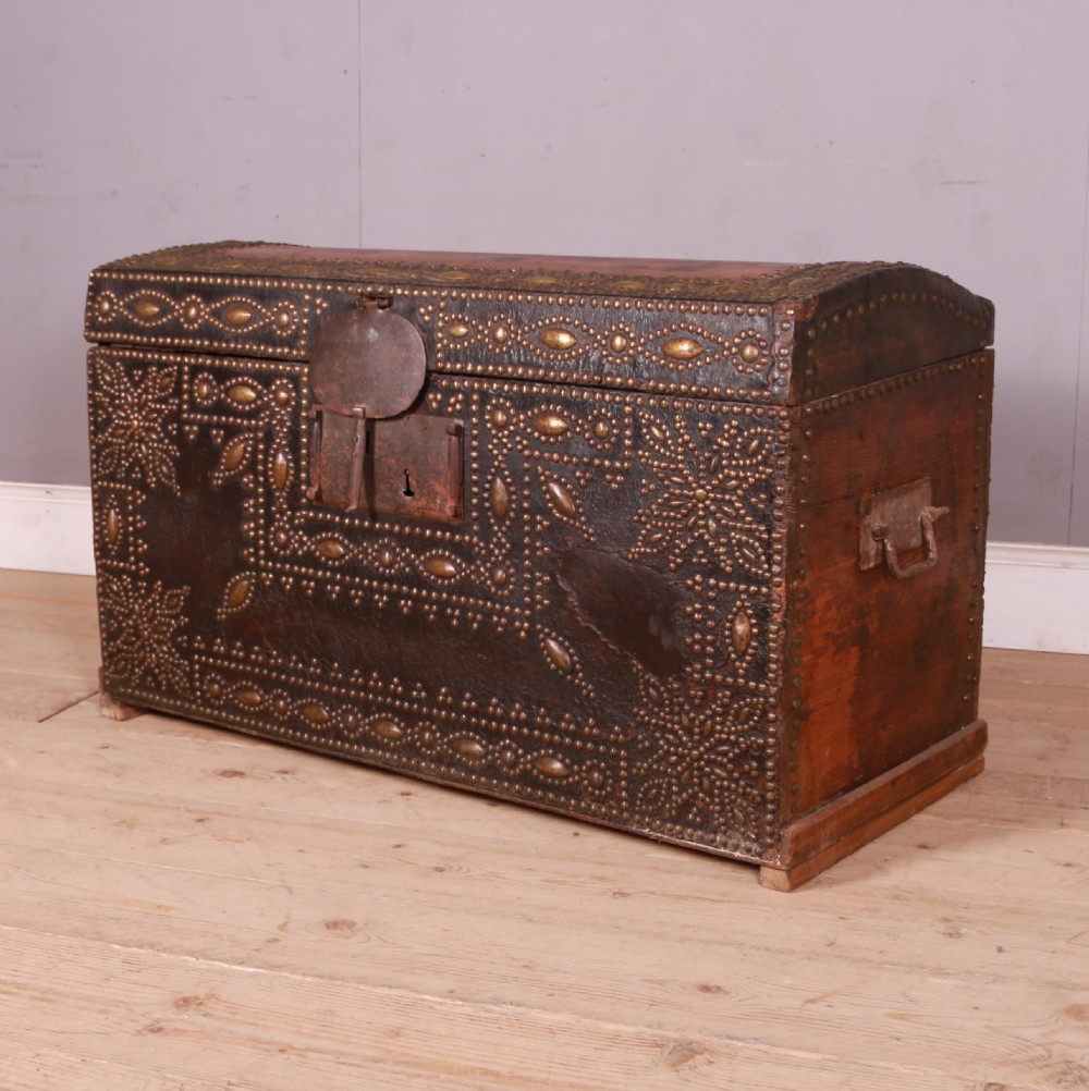 Studded Leather Travel Chest