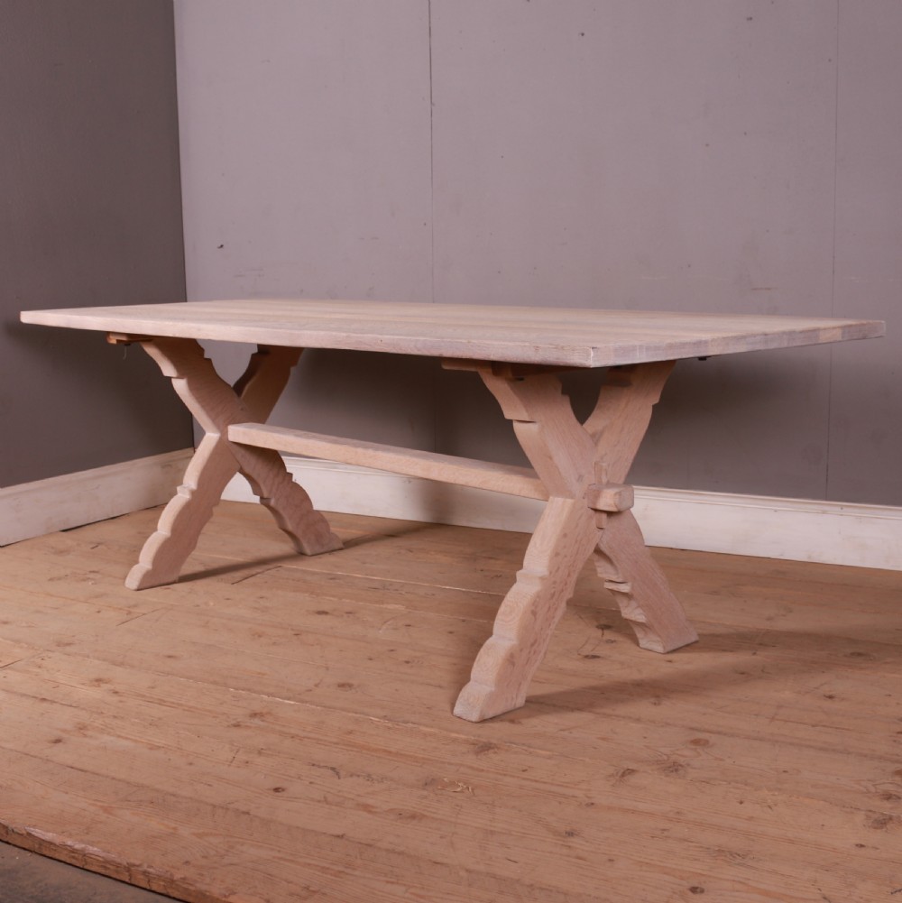 French Bleached Oak Trestle Table