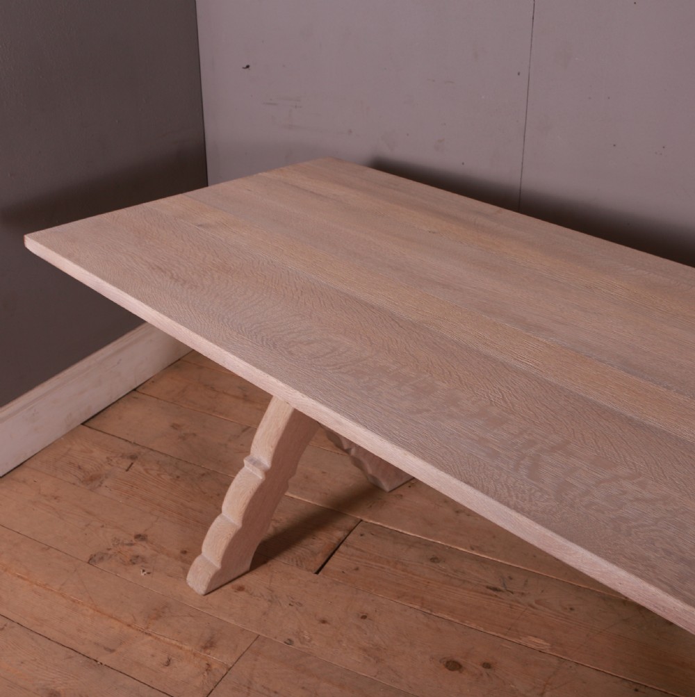 French Bleached Oak Trestle Table View IV