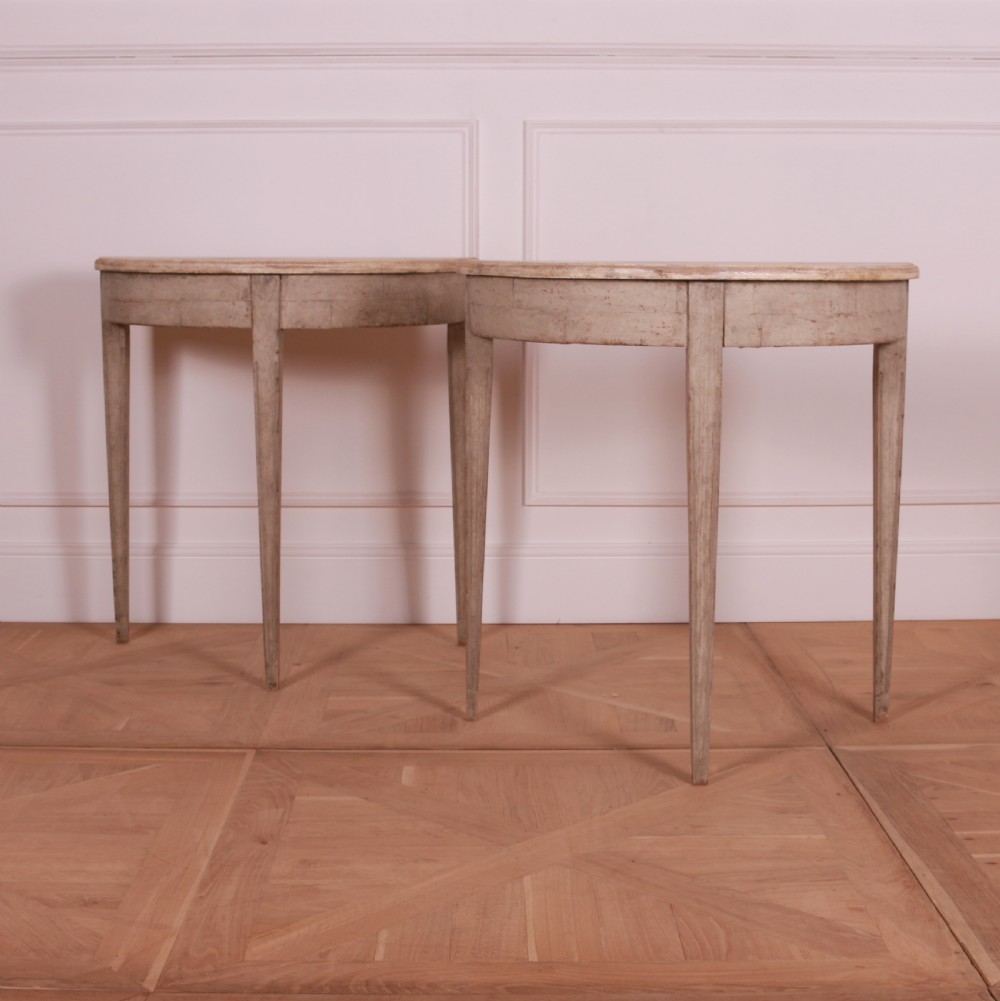 Pair of Swedish Demi Lune Console Tables