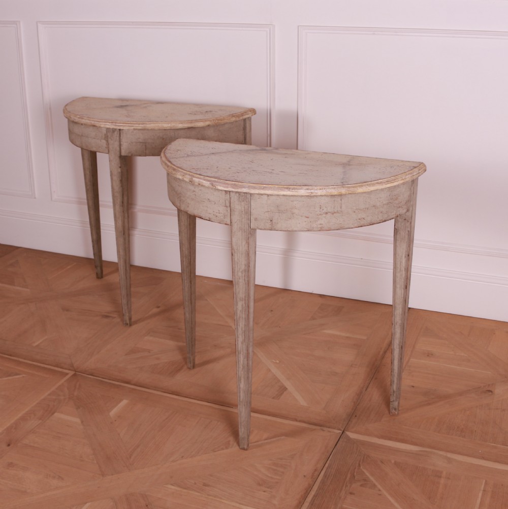 Pair of Swedish Demi Lune Console Tables View II