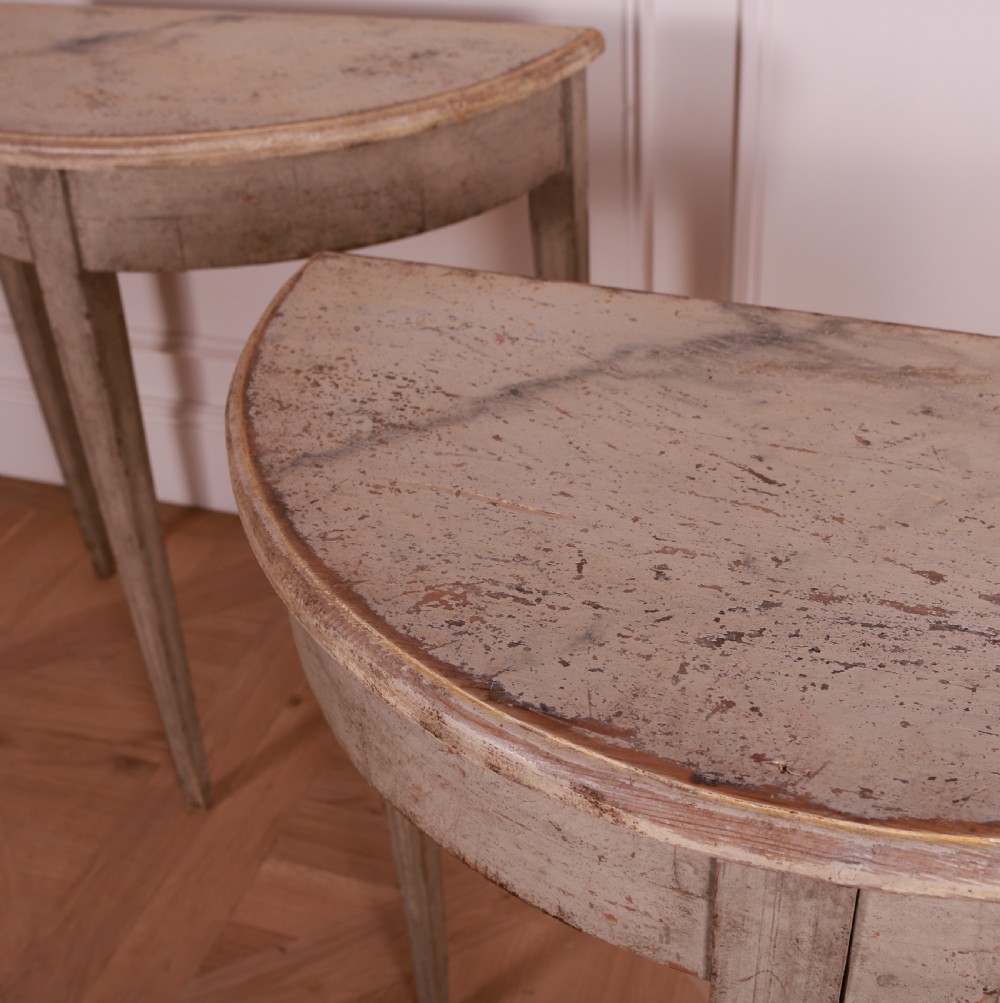 Pair of Swedish Demi Lune Console Tables View III