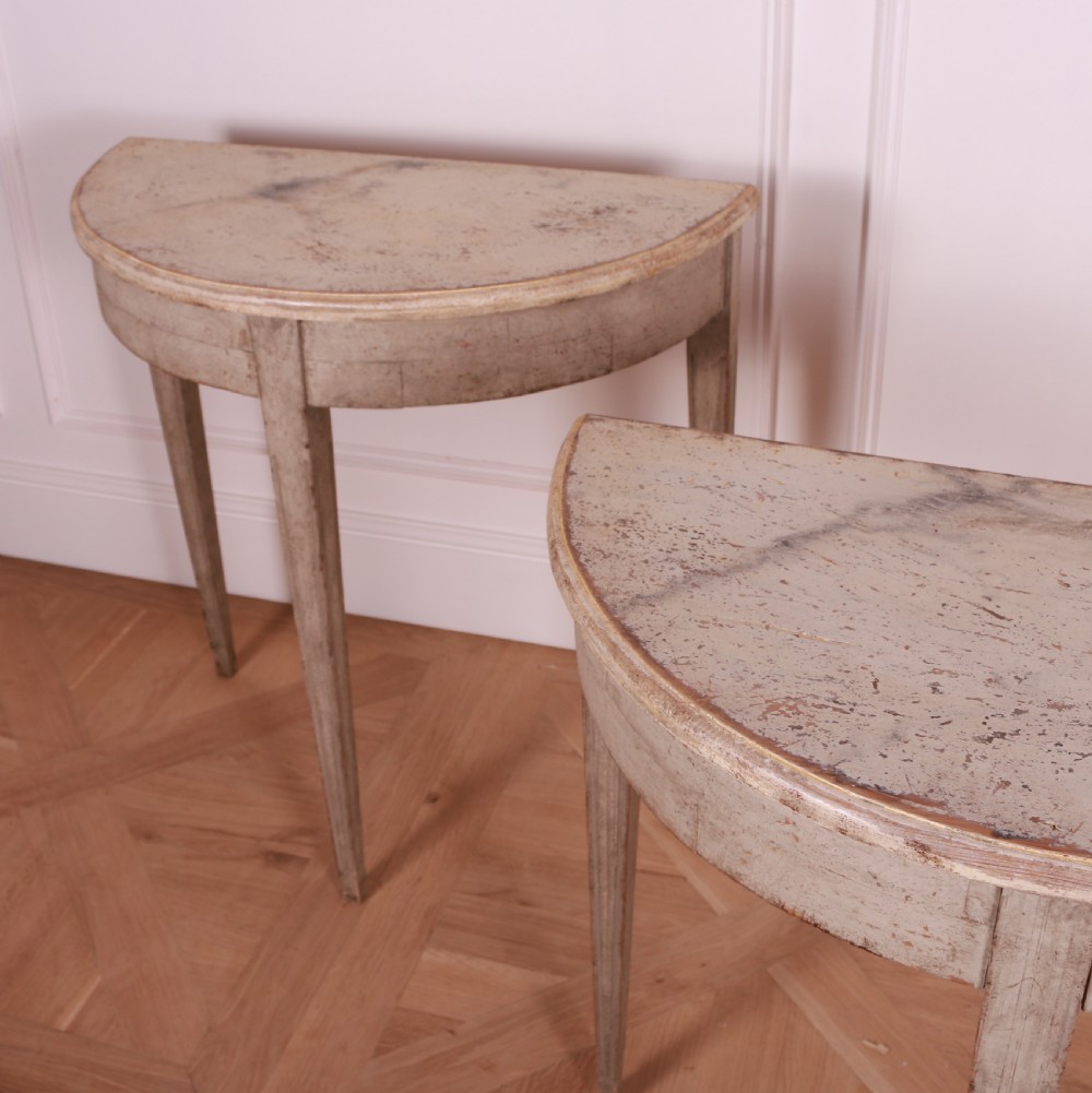 Pair of Swedish Demi Lune Console Tables View IV