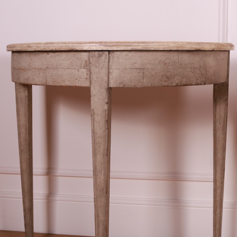 Pair of Swedish Demi Lune Console Tables View V