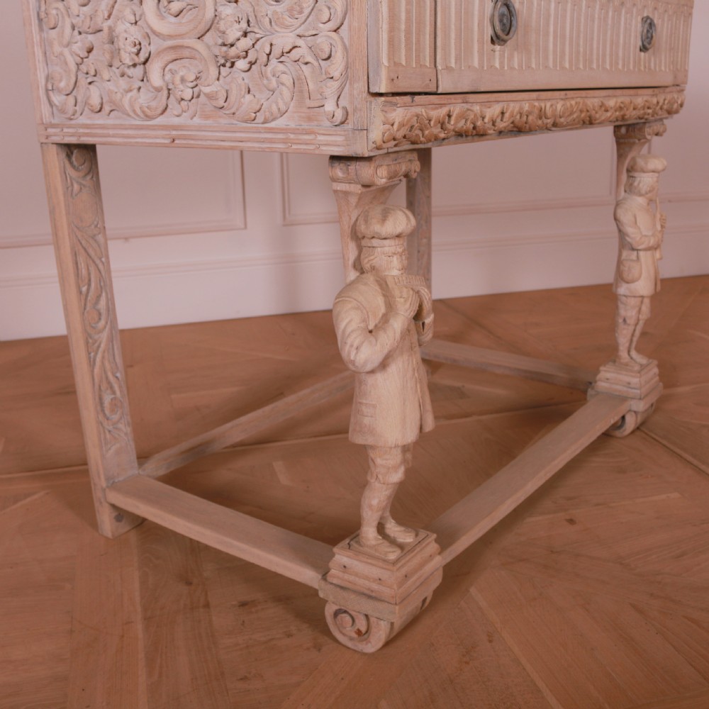Bleached Oak Carved Side Table View III