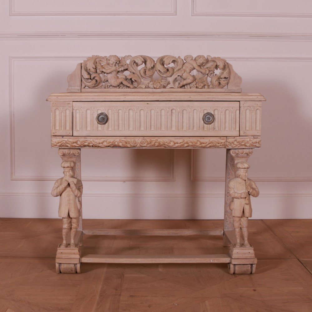 Bleached Oak Carved Side Table View IV