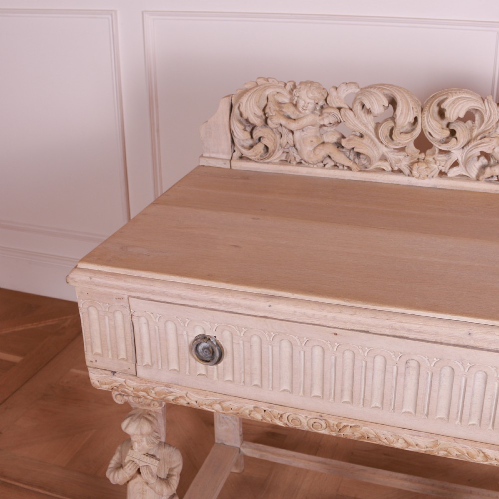 Bleached Oak Carved Side Table View V