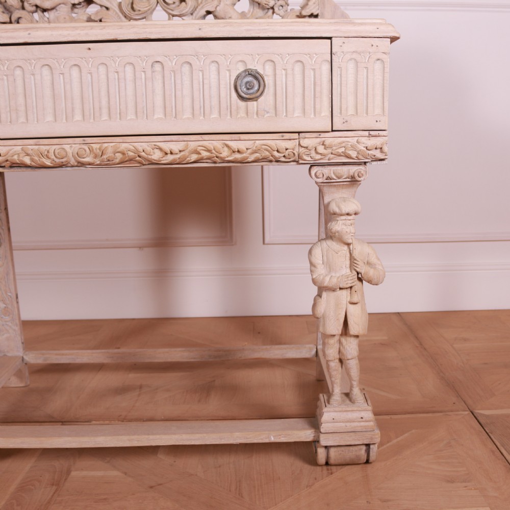 Bleached Oak Carved Side Table View VII