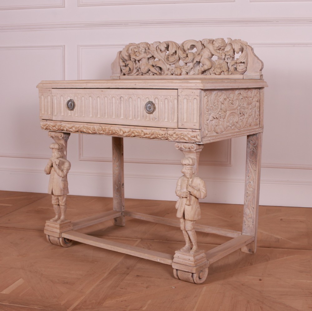 Bleached Oak Carved Side Table View VIII