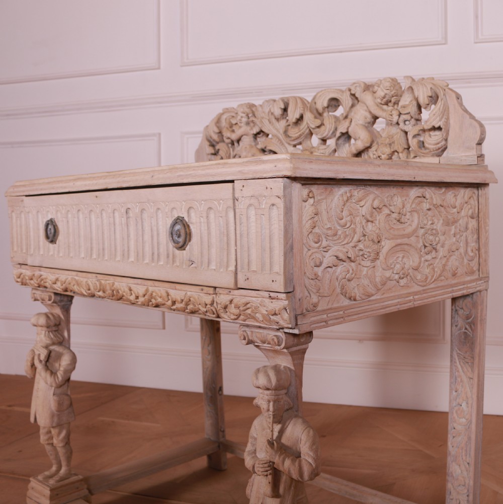 Bleached Oak Carved Side Table View IX