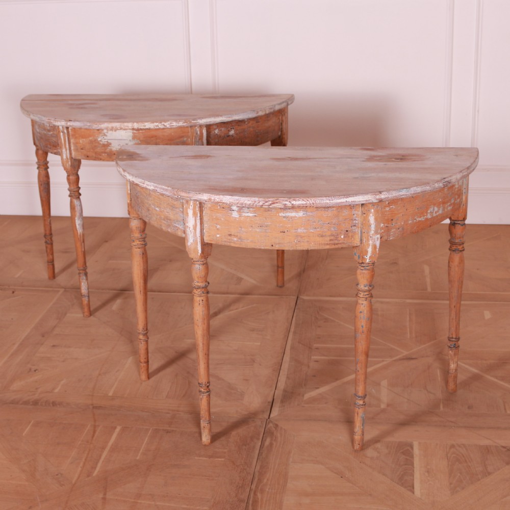 Pair of Swedish Demi Lune Console Tables View II