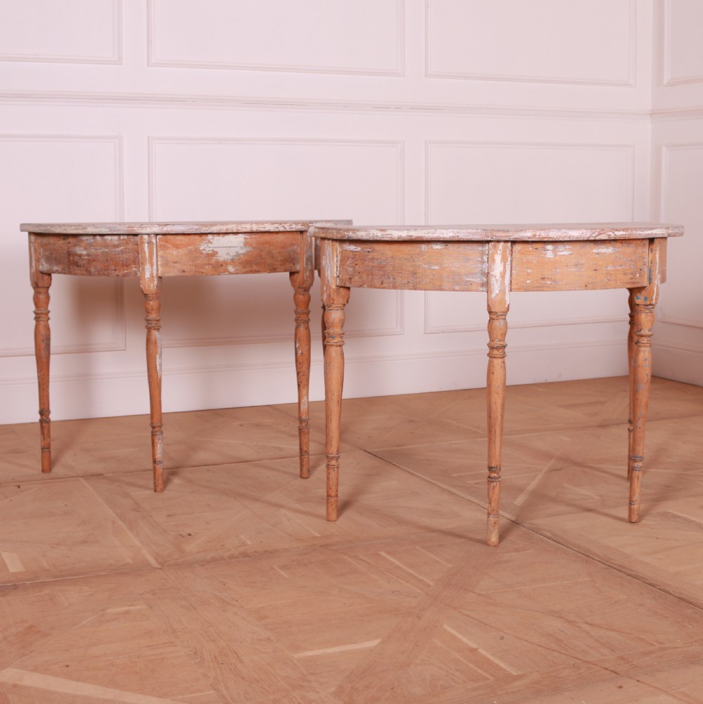 Pair of Swedish Demi Lune Console Tables View III