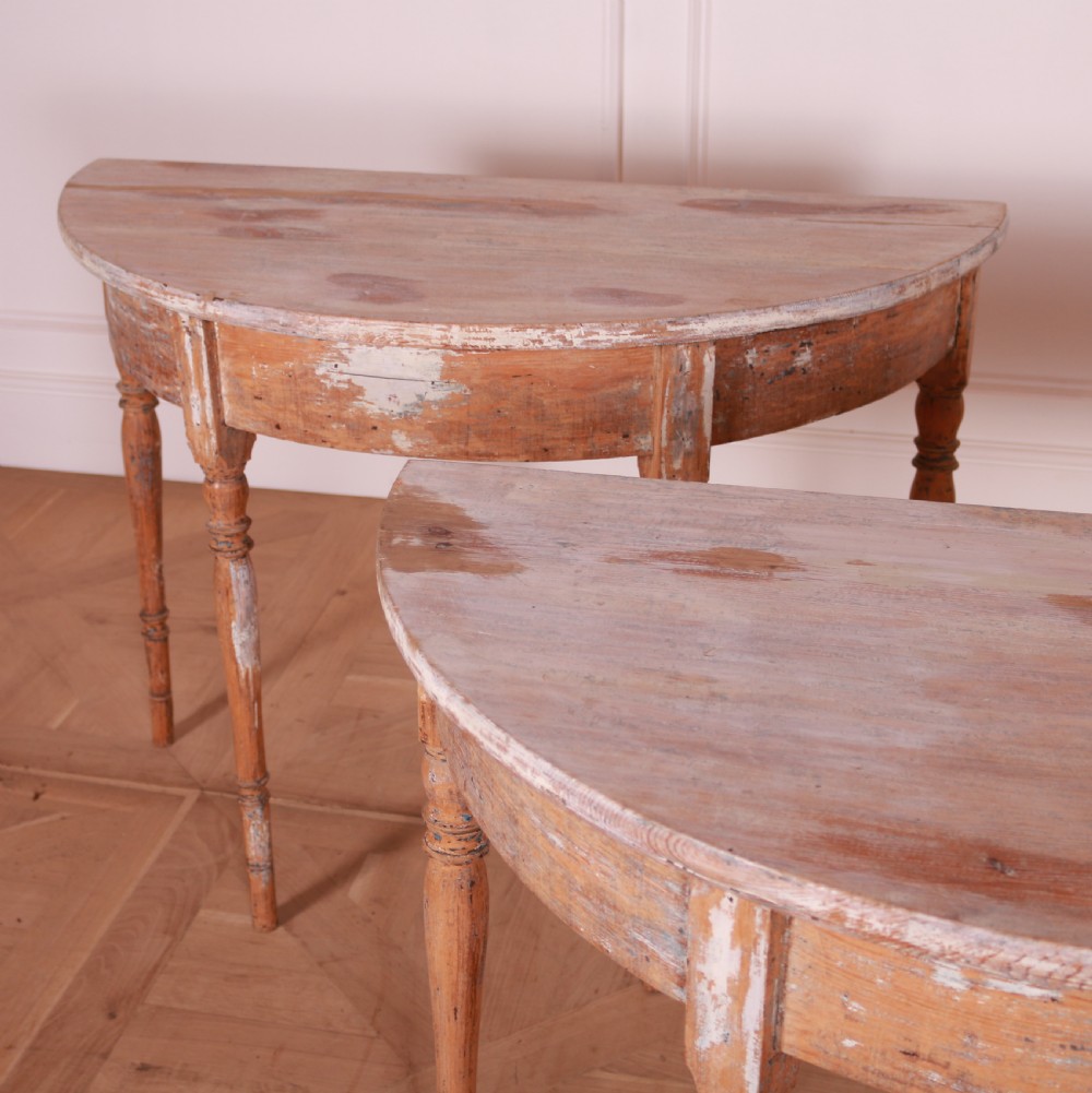 Pair of Swedish Demi Lune Console Tables View IV