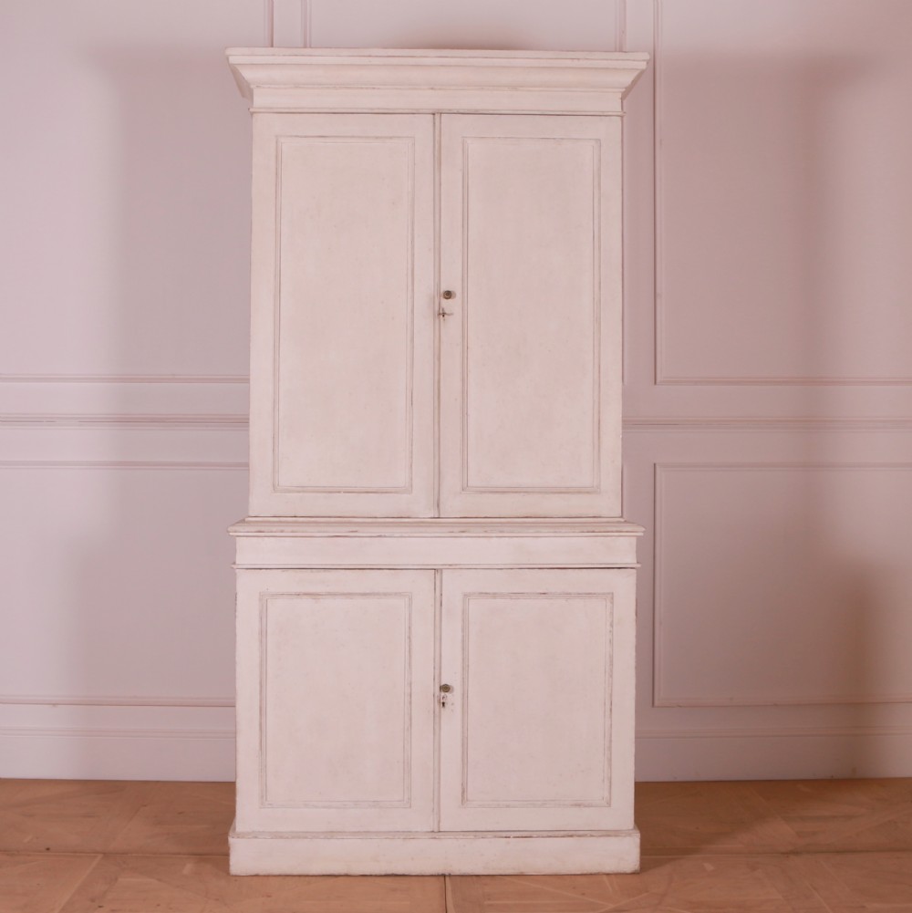English Painted Pine Linen Cupboard
