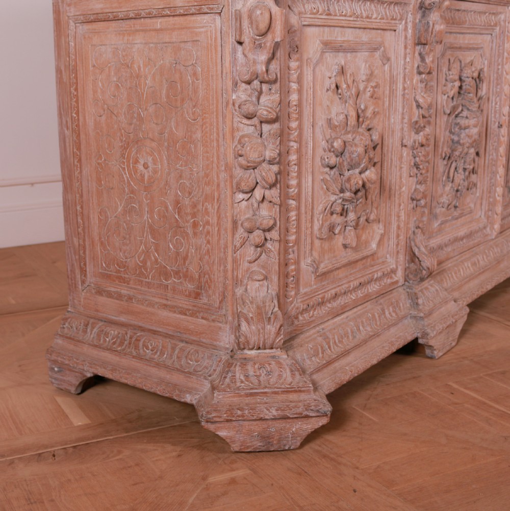 French Carved and Bleached Oak Enfilade View II
