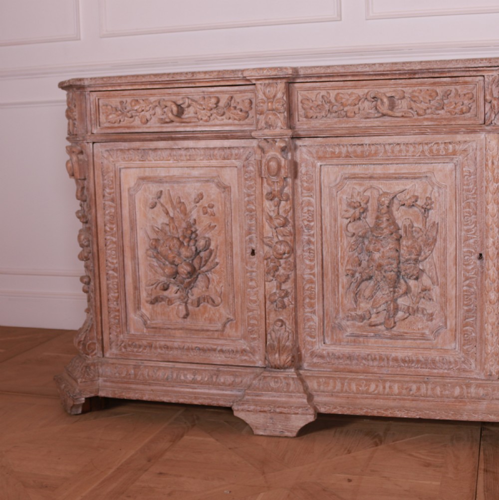 French Carved and Bleached Oak Enfilade View V