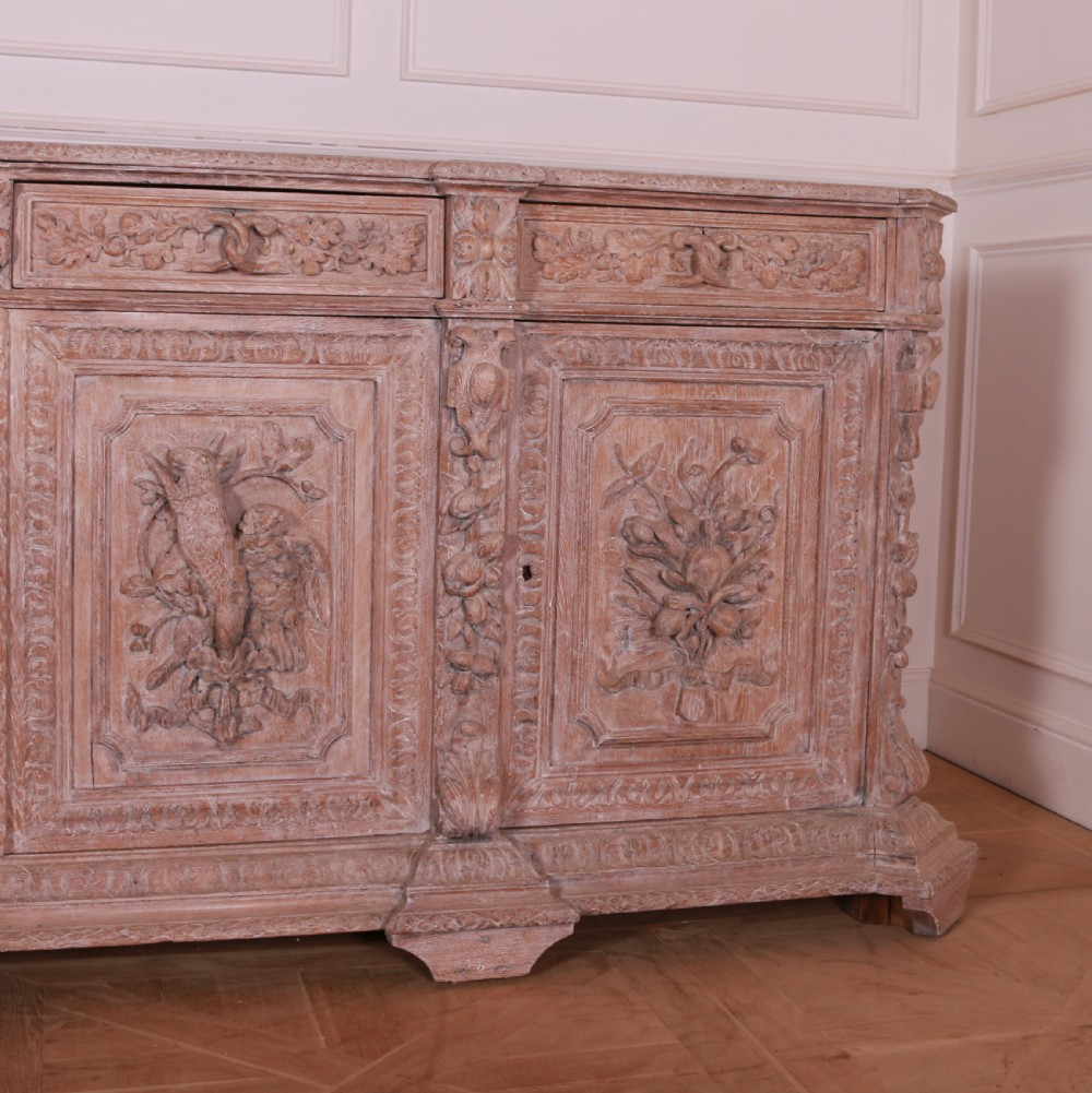 French Carved and Bleached Oak Enfilade View VI