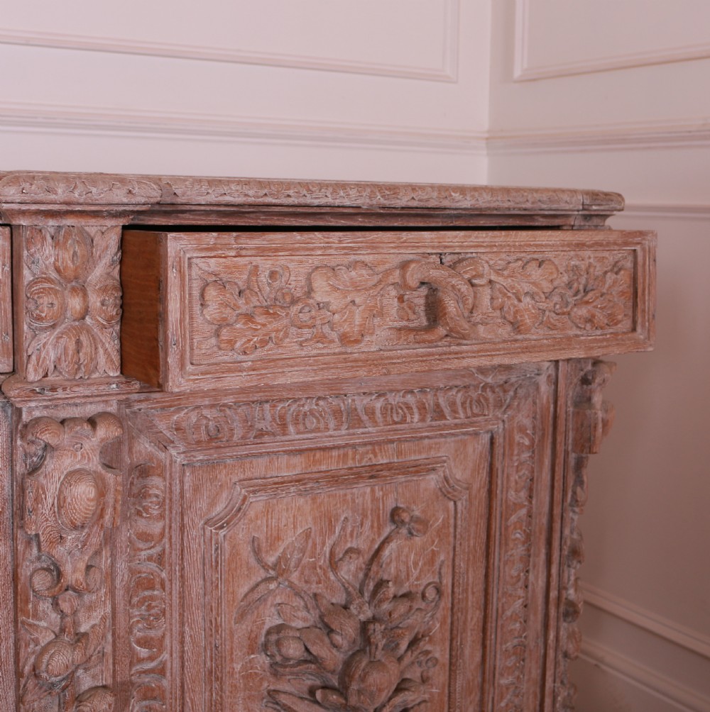 French Carved and Bleached Oak Enfilade View VII