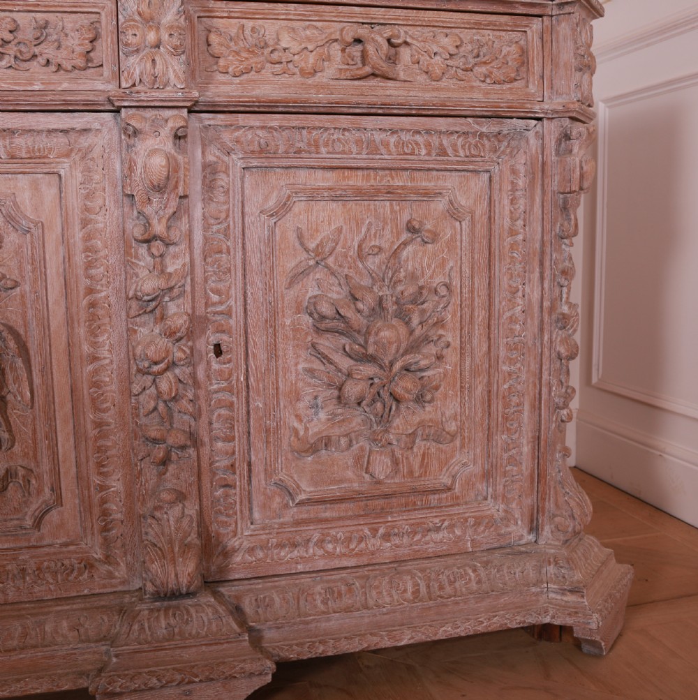 French Carved and Bleached Oak Enfilade View VIII
