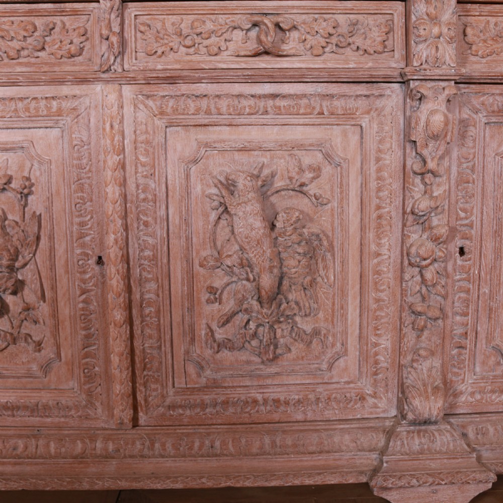 French Carved and Bleached Oak Enfilade View IX