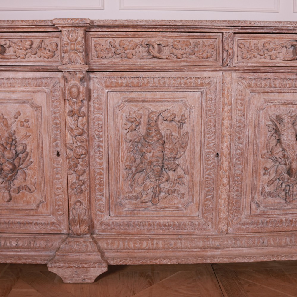 French Carved and Bleached Oak Enfilade View X