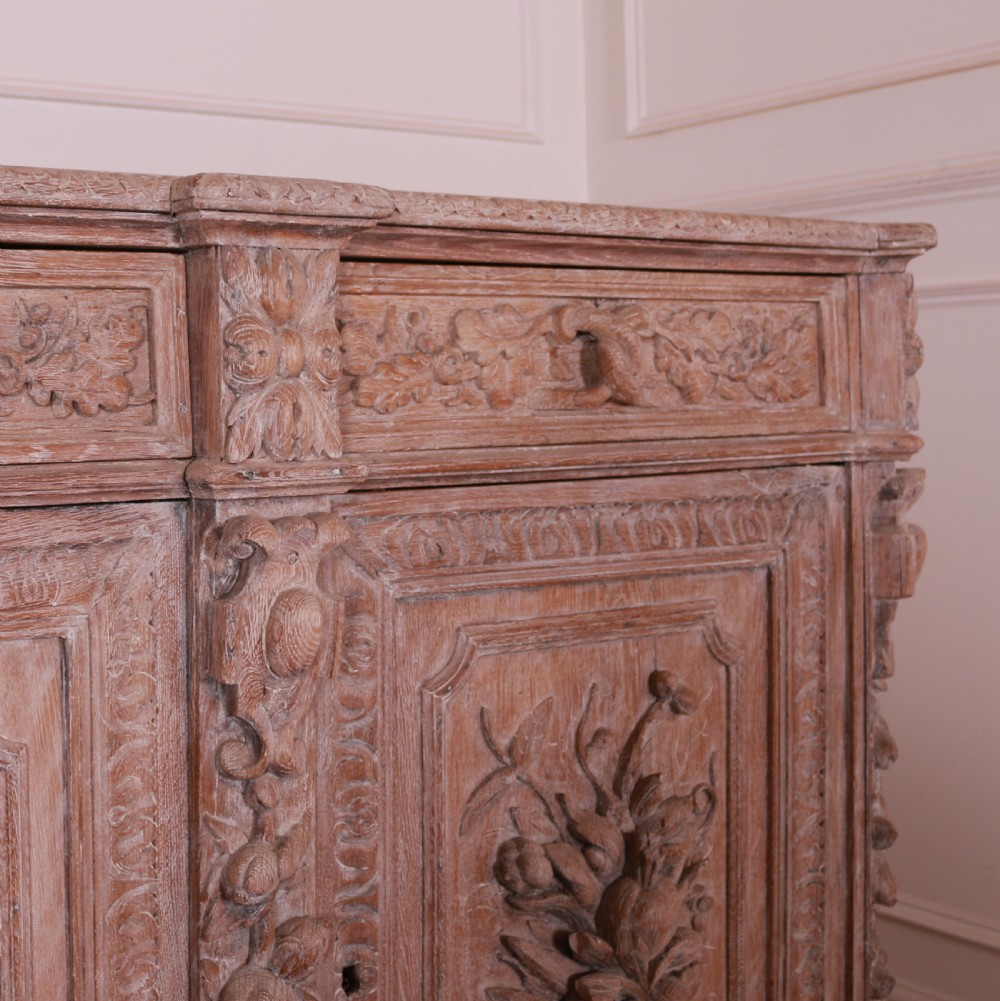 French Carved and Bleached Oak Enfilade View XIII