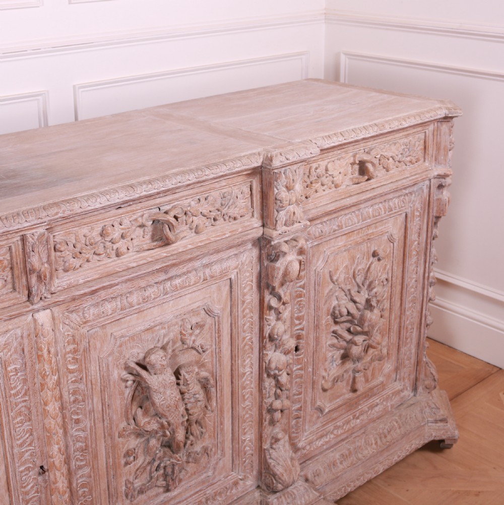 French Carved and Bleached Oak Enfilade View XIV