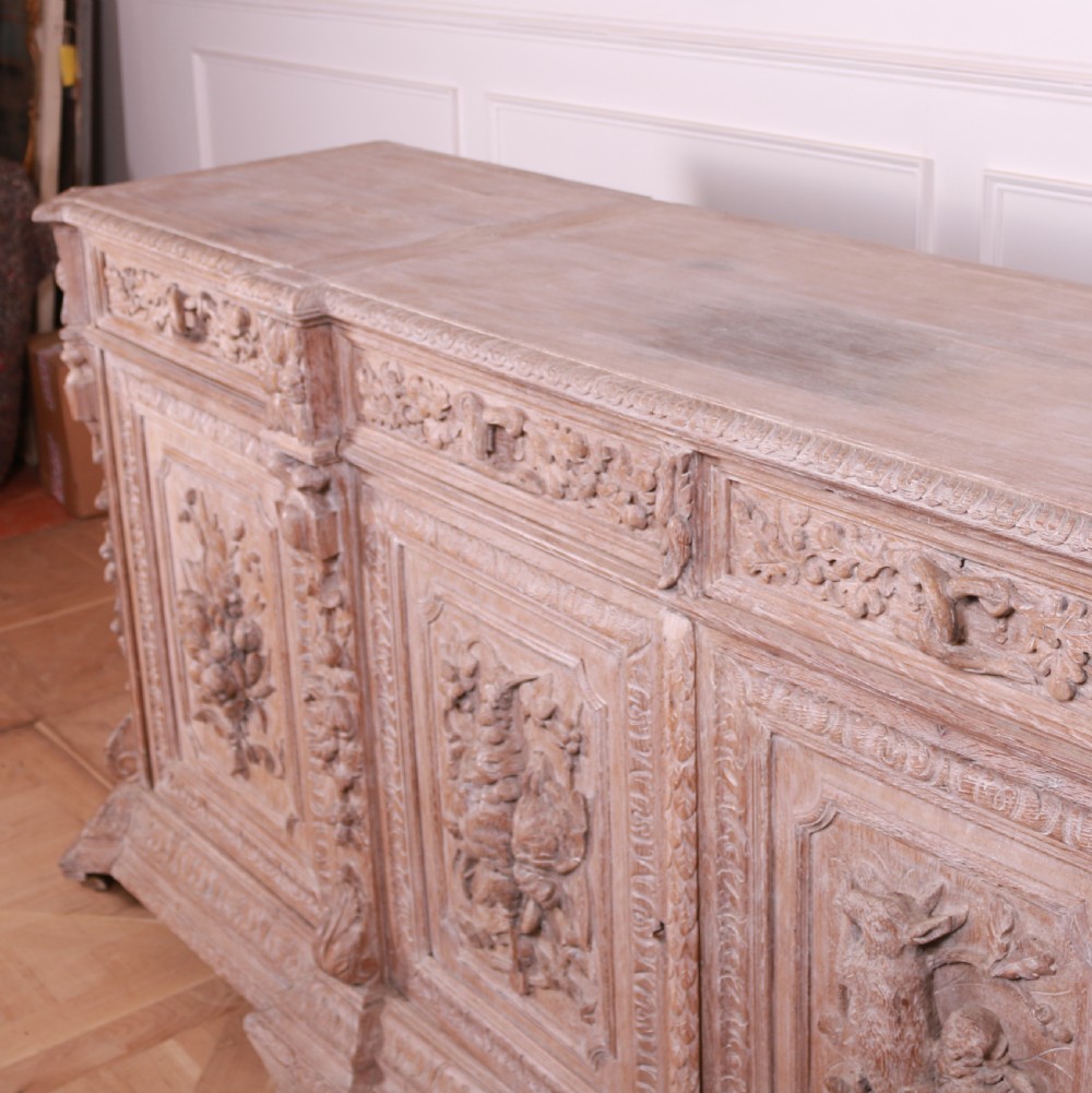 French Carved and Bleached Oak Enfilade View XV