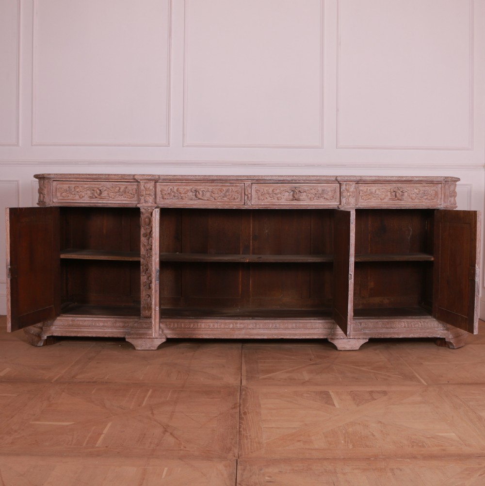 French Carved and Bleached Oak Enfilade View XVI