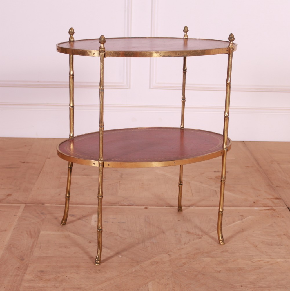 Brass and Leather Etagere