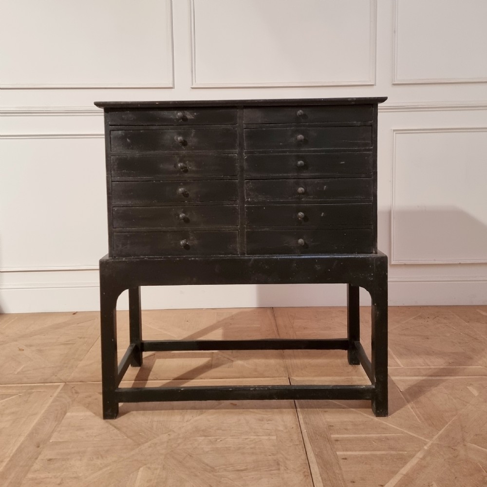 English Painted Chest of Drawers on Stand