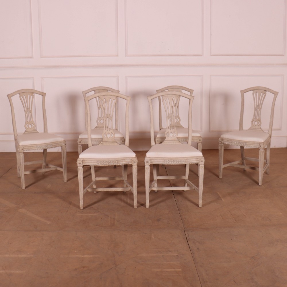 Exceptional Early 20th C Swedish Gustavian Style Dining Room Table and Chairs View XVI