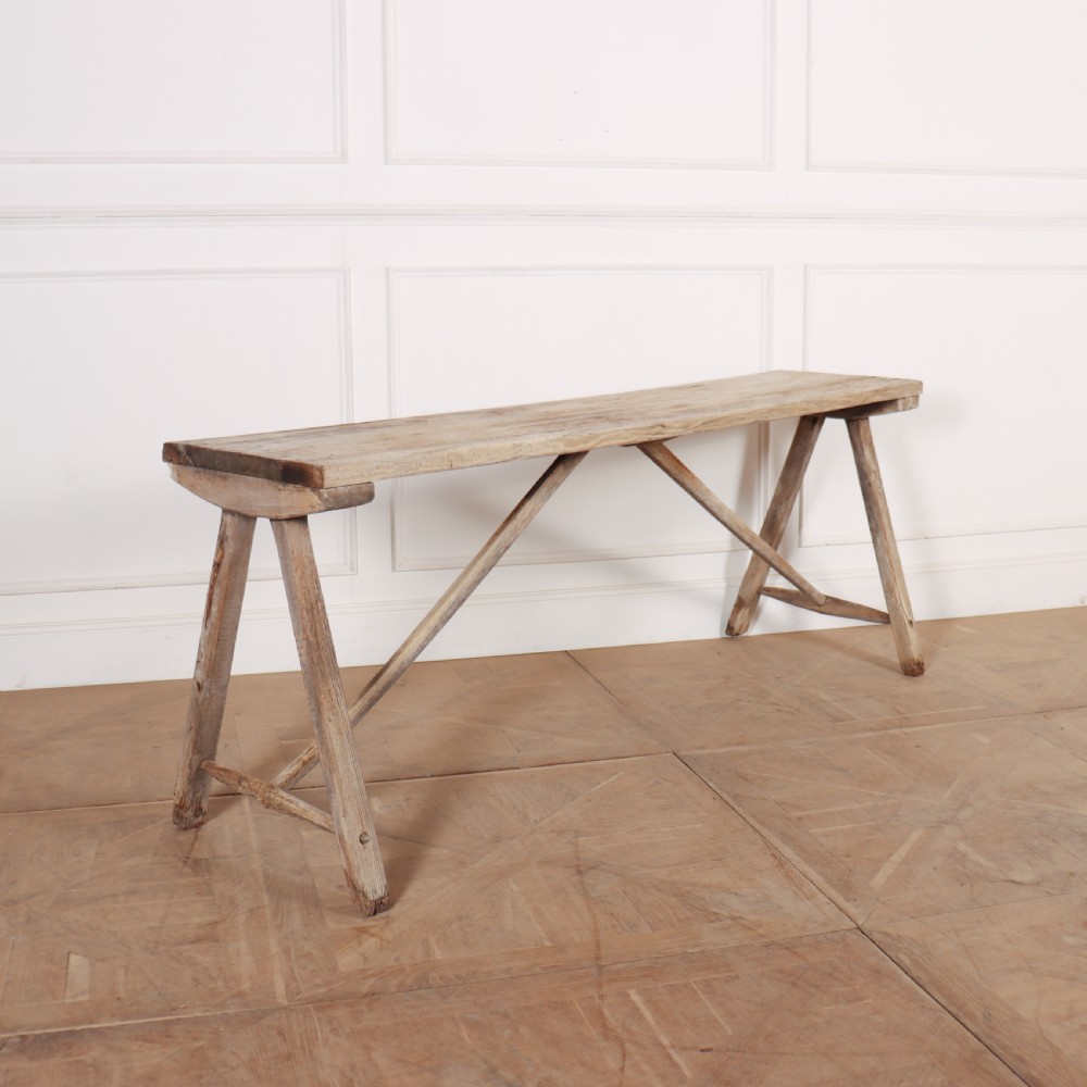French Oak and Poplar Trestle Table
