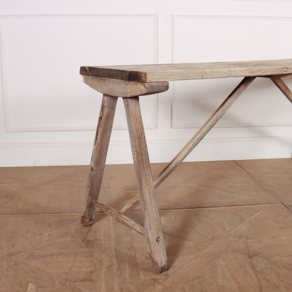 French Oak and Poplar Trestle Table View II